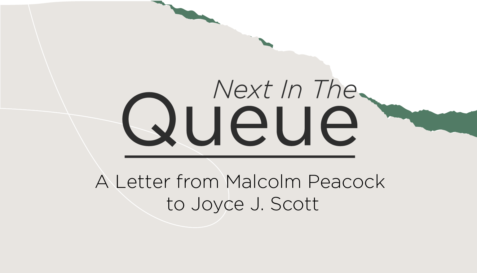 blog post cover graphic for The Queue featuring Malcolm Peacock and Joyce J Scott